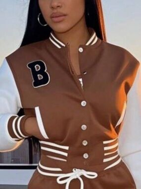 Shein Brown Varsity Jacket
